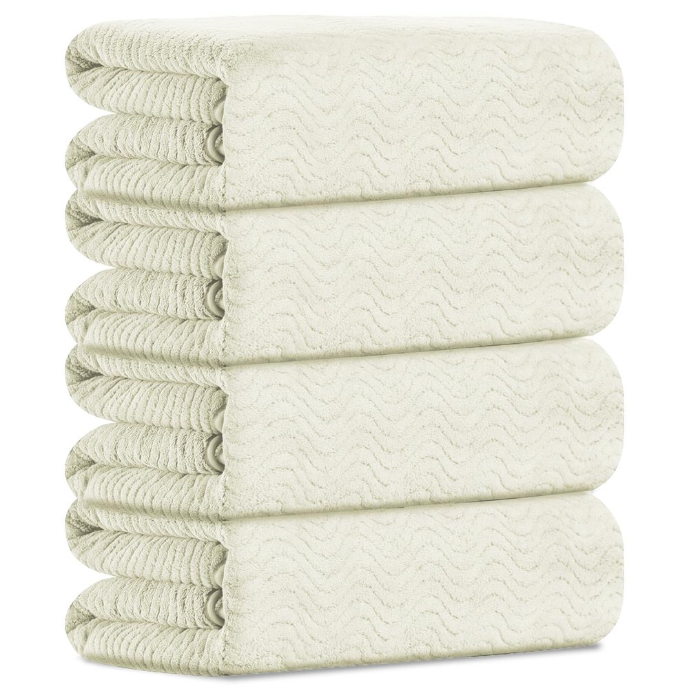 Bathroom Towels Set Of 4, 35x70 Inches Oversized Bath Towels Extra Large Microfiber Shower Towels Textured Ultra Soft Absorbent Quick Dry Towel Bath Sheets Towels For Adults Bathroom Hotel Spa Beige