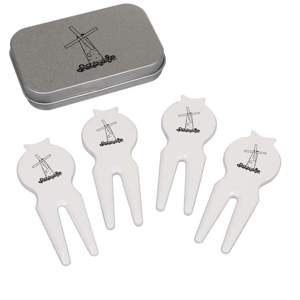 Azeeda 'Windmill' Golf Divot Tool/Repair Fork Gift Set (GO00054069)
