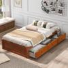 Merax Twin Size Platform Bed with 3 Storage Drawers, Oak Twin Platform Storage Bed view 4