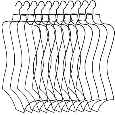 Taiyin 16 Pcs Body Shape Bikini Hanger Wire Lingerie Hangers for Display Swimsuit Bathing Suit Swimwear Clothes Coat Slip Dress (Black)