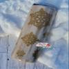 20 oz Gold Dirty Pour Peekaboo Snowflake Winter Season Chrismas Holiday Handmade Stainless Steel Insulated Epoxy Tumbler Drinking Cup view 4