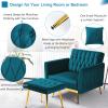 ACMEASE 2 Pieces Velvet Sofa Set with Adjustable Armrest and Backrest, 70 Convertible Futon Sofa Bed & Mordern Accent Chair with Ottoman for Living Room, Bedroom, Teal view 4