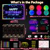 192 PCS Neon Glow Birthday Party Supplies - Glow in The Dark Birthday Backdrop Banner, Lets Glow Tablecloth, Neon Balloons, Temporary Tattoo, Glow Sticks for Black Light Neon Party Decorations view 2