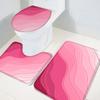 LEOSUCRE Bath Mat 3 Piece Bathroom Rug Sets, Ombre Pink Non Slip Bath Rug Contour Mat and Toilet Lid Cover, Absorbent Shower Mats Soft Bath Rug and Mat Sets Valentines Day Abstract Modern view 4