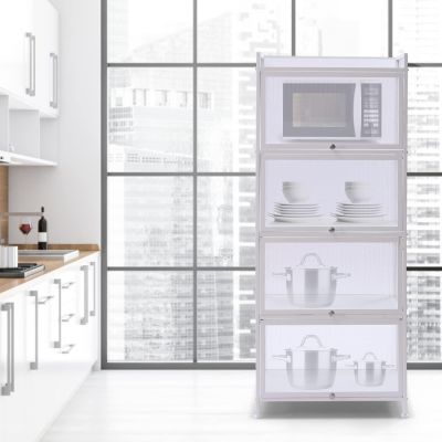 WOQLIBE 5-Tier Kitchen Baker's Rack, Heavy Free Standing Baker's Rack for Kitchens Storage with Adjustable Feet, Upgraded Industrial Microwave Oven Stand Rack (23.6 L x 12.6 W x 55.7 H, White)