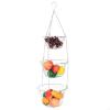 31.5in 3 Tier Hanging Basket Fruit Organizer with Metal Chain Hanging Hooks,Detachable Foldable Round Hanging Flower Fruit Vegetable Storage Organizer Wire Hanging Basket Kitchen Supplies view 1