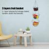 31.5in 3 Tier Hanging Basket Fruit Organizer with Metal Chain Hanging Hooks,Detachable Foldable Round Hanging Flower Fruit Vegetable Storage Organizer Wire Hanging Basket Kitchen Supplies view 4