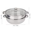 2-Tier Stainless Steel Steamer Pot Set, 10.6 x 7.7in Stackable Steam Pot with Glass Lid & Insert  Double Boiler for Soup, Vegetables, Dumplings, Home Kitchen Cooking view 2