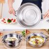 2-Tier Stainless Steel Steamer Pot Set, 10.6 x 7.7in Stackable Steam Pot with Glass Lid & Insert  Double Boiler for Soup, Vegetables, Dumplings, Home Kitchen Cooking view 3