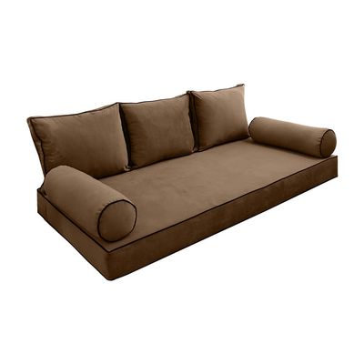 Cover ONLY Model V3 Twin Velvet Contrast Pipe Indoor Daybed Mattress Pillow AD308
