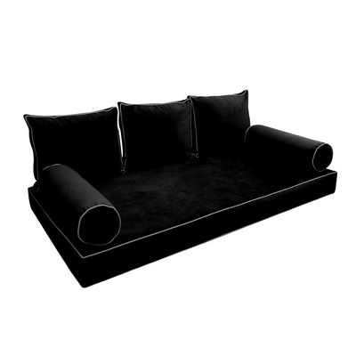 Cover ONLY Model V3 Twin Velvet Contrast Pipe Indoor Daybed Mattress Pillow AD374