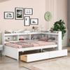 CKLMMC Stylistic Platform Bed with L-Shaped Bookcases and 2 Storage Drawers, Solid Wood Bed for Small Living Space (White/Bookcase, Twin) view 3