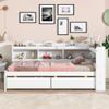 CKLMMC Stylistic Platform Bed with L-Shaped Bookcases and 2 Storage Drawers, Solid Wood Bed for Small Living Space (White/Bookcase, Twin) view 4