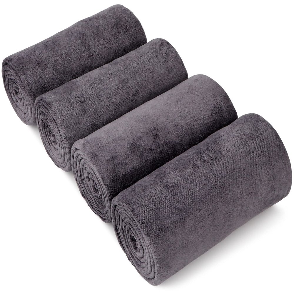 Orighty Bath Towel Pack of 4 - Soft Feel Grey Bath Towel Sets, Highly Absorbent Microfiber Towels for Body, Quick Drying, Microfiber Towels for Sport, Yoga, SPA, Fitness, (27 x 54)