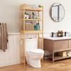 HITOMEN Over The Toilet Storage Cabinet, Bamboo Adjustable 3-Tier Above Toilet Shelf, Stable Freestanding Above Toilet Organizer with 3 Hooks for Bathroom Restroom Laundry Balcony, Natural 67" H view 2