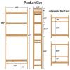 HITOMEN Over The Toilet Storage Cabinet, Bamboo Adjustable 3-Tier Above Toilet Shelf, Stable Freestanding Above Toilet Organizer with 3 Hooks for Bathroom Restroom Laundry Balcony, Natural 67" H view 3