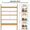 HITOMEN Over The Toilet Storage Cabinet, Bamboo Adjustable 3-Tier Above Toilet Shelf, Stable Freestanding Above Toilet Organizer with 3 Hooks for Bathroom Restroom Laundry Balcony, Natural 67" H view 4