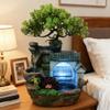 11" Desktop Fountain Rock Waterfall Humidifier with Artificial Tree &LED Light, Tabletop Water Fountains Indoor Fake Plant Bonsai Tree Feng Shui Decoration for Aquariums Office Bedroom Home Dcor view 2