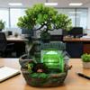 11" Desktop Fountain Rock Waterfall Humidifier with Artificial Tree &LED Light, Tabletop Water Fountains Indoor Fake Plant Bonsai Tree Feng Shui Decoration for Aquariums Office Bedroom Home Dcor view 4