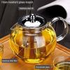 650ml, 950ml 1300ml Silver Glass Teapot Removable Stainless Steel Infuser  Great for Loose Leaf Tea, Blooming Tea, Tea Bags & Fruit Infused Water (Color : Clear, Size : 650ml) view 3