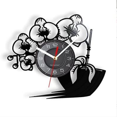 12 Inch Wall Clock Florist Vintage Vinyl Record Wall Clock Flower Shop Artwork Watch Home Decor Silent Timepieces Gift for Her