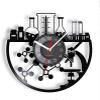 12 Inch Wall Clock Chemical Experiment Vinyl Record Wall Clock Chemistry Microscope Bunsen Burner Retro Wall Watch Laboratory Science Decor Watch view 1