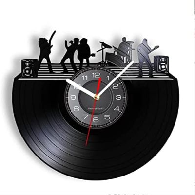 12 Inch Wall Clock Rock Band On Stage Black & White Wall Art Vintage Vinyl Record LP Wall Art Silent Wall Clock Music Band Live Music Studio Decor