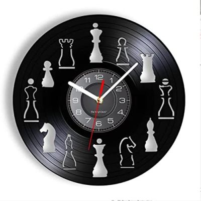 12 Inch Wall Clock Chess Piece Home Art Decor Chess Club Wall Clock Interior Design Living Room Vinyl Record Wall Clock Chessman Chess Lovers Gift