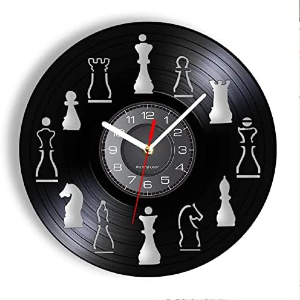 12 Inch Wall Clock Chess Piece Home Art Decor Chess Club Wall Clock Interior Design Living Room Vinyl Record Wall Clock Chessman Chess Lovers Gift