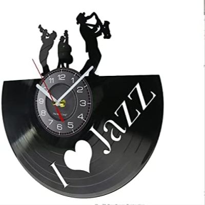 12 Inch Wall Clock Jazz Music Player Vinyl Record Wall Clock Blues Jazz Music Note Art Decor Wall Watch Handmade Gift for Jazz Lover