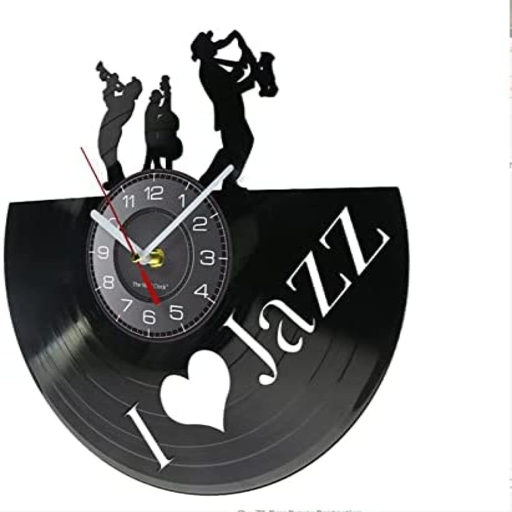 12 Inch Wall Clock Jazz Music Player Vinyl Record Wall Clock Blues Jazz Music Note Art Decor Wall Watch Handmade Gift for Jazz Lover