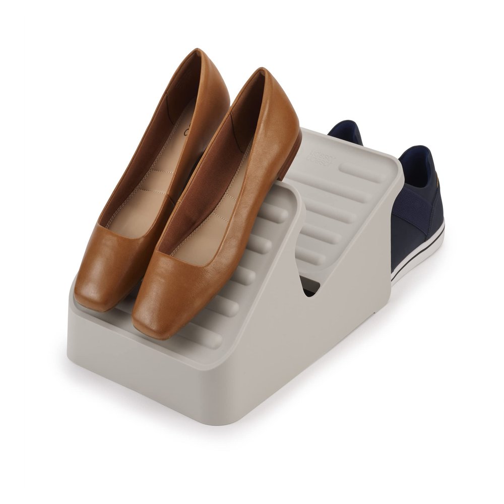 Joseph Joseph Shoe-In 2-Tier Space saving Shoe Rack Organizer, holds up to 3 pairs, Small- Ecru