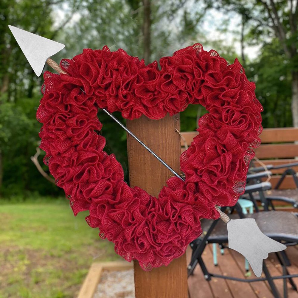 15.7 Inch Heart Shaped Wreath Valentine's Day Decoration Hanging Ornament Home Decor for Valentines Day Anniversary