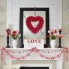 15.7 Inch Heart Shaped Wreath Valentine's Day Decoration Hanging Ornament Home Decor for Valentines Day Anniversary view 3