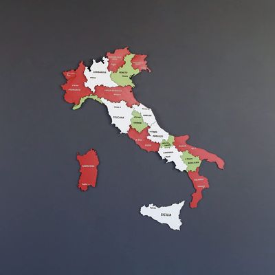 Colorfull Worlds Multilayered Wooden 3D Italy Map, Gift for Italian Friend, Italy Wooden Wall Decor, Map For Home & Kitchen or Office(Flag, 40x34 cm | 15.7x13.4 inches)