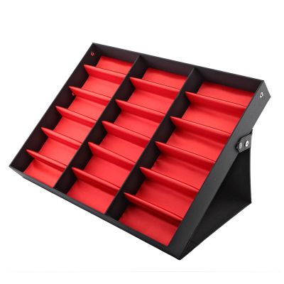 Tyenaza Sunglasses Organizer,18 Grids Glasses Display Stand Sunglasses Storage Box Glasses Jewelry Organizer with Foldable lid,Collectables Storage Box, Travel Display Case - 18.5x14.6x2.4in