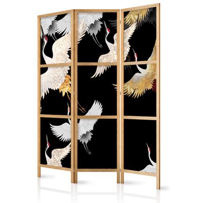 artgeist Japanese Room Divider Crane Bird Animals Nature 135x171 cm 3 Panel Folding Screen Japan Design Home Decoration Art Deco Abstract g-C-10115-z-b