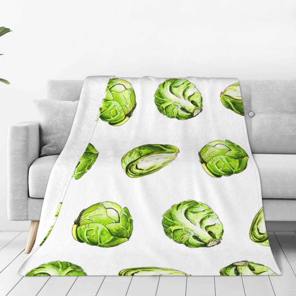 Blanket Brussel Sprouts Print Flannel Blankets Lightweight Soft Fuzzy Plush Blanket for Couch Sofa Bed Living Room Air Conditioning Blanket 40"X30"
