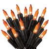 PREXTEX Halloween Lights (20 Feet, 100 Bulbs) - Halloween Party Decorations and Christmas Lights with Black Wire - Holiday Decorations Indoor or Outdoor Incandescent String Light - Orange view 1