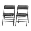 Amazing for less Pack of 2 (Fabric/Vinyl) Steel Frame Metal Foam Padded Folding Chairs (Black, Gray, White) (2-Pack - Vinyl Black) view 1