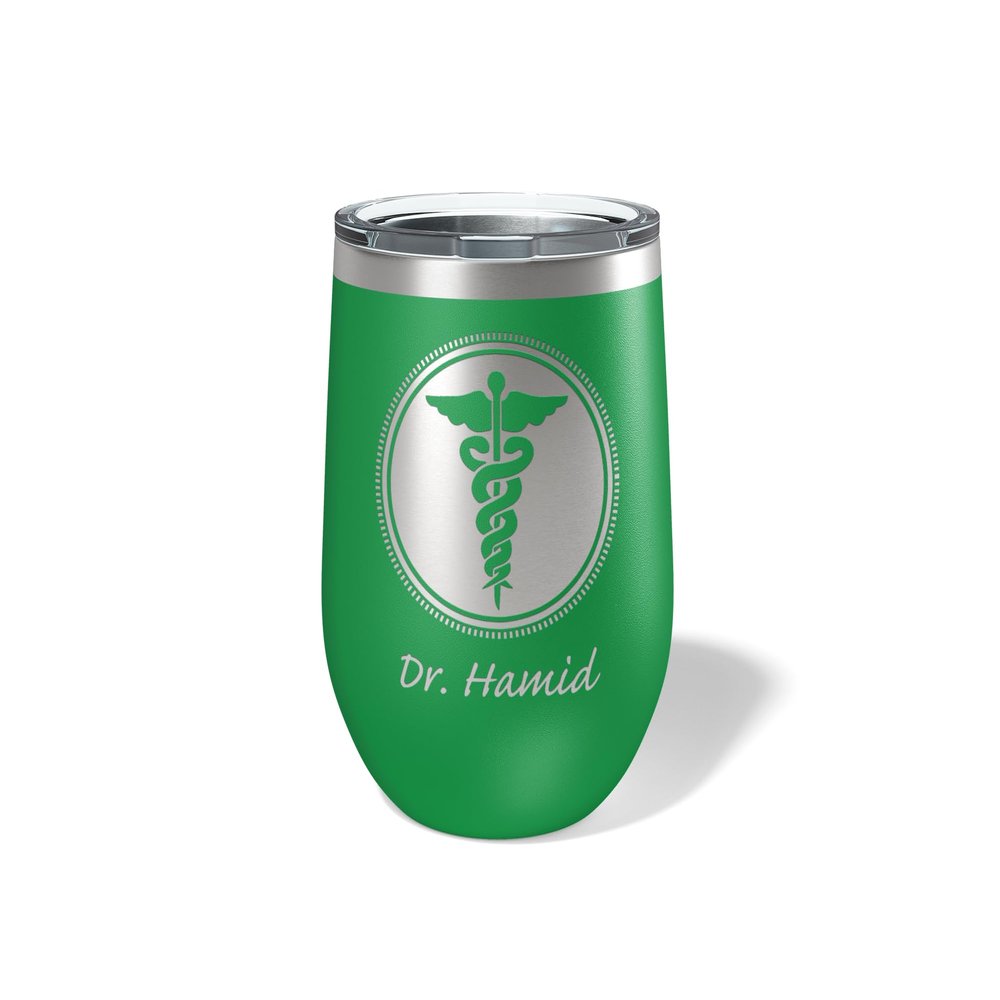 Alterd Industries Doctor Gift - Doctor Gifts for Men Women, Dr. Gifts Doctor Cup, Tumbler, Water Bottle, Accessories, Kit, Personalized Doctor Set (Doctor, Green, 12oz Wine Tumbler)