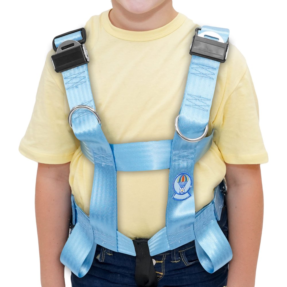 EZ-ON Products MAXPV Houdini Proof Durable Personal Vehicle User-Friendly Safety Transportation Vest with Seat Belt Loops and Mount. Meets NHTSA Regulation. (Light Blue, Small)