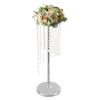 8265-Silky Silk Flower Holder | Crystal Floral Riser Centerpiece| Luxury Crystal Candle Holder| Wedding Decoration Stand| Birthday Parties. (31.5" x 7.5" Inches, Silver) view 1