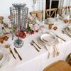 8265-Silky Silk Flower Holder | Crystal Floral Riser Centerpiece| Luxury Crystal Candle Holder| Wedding Decoration Stand| Birthday Parties. (31.5" x 7.5" Inches, Silver) view 3