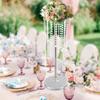 8265-Silky Silk Flower Holder | Crystal Floral Riser Centerpiece| Luxury Crystal Candle Holder| Wedding Decoration Stand| Birthday Parties. (31.5" x 7.5" Inches, Silver) view 4