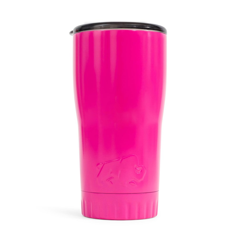 Silver Buffalo Double Walled Vacuum Insulated Stainless Steel Tumbler With Easy Sip Lid Keeps Hot and Cold, Travel Coffee Mug Clear Lid, 20 Ounces, Matte Pink