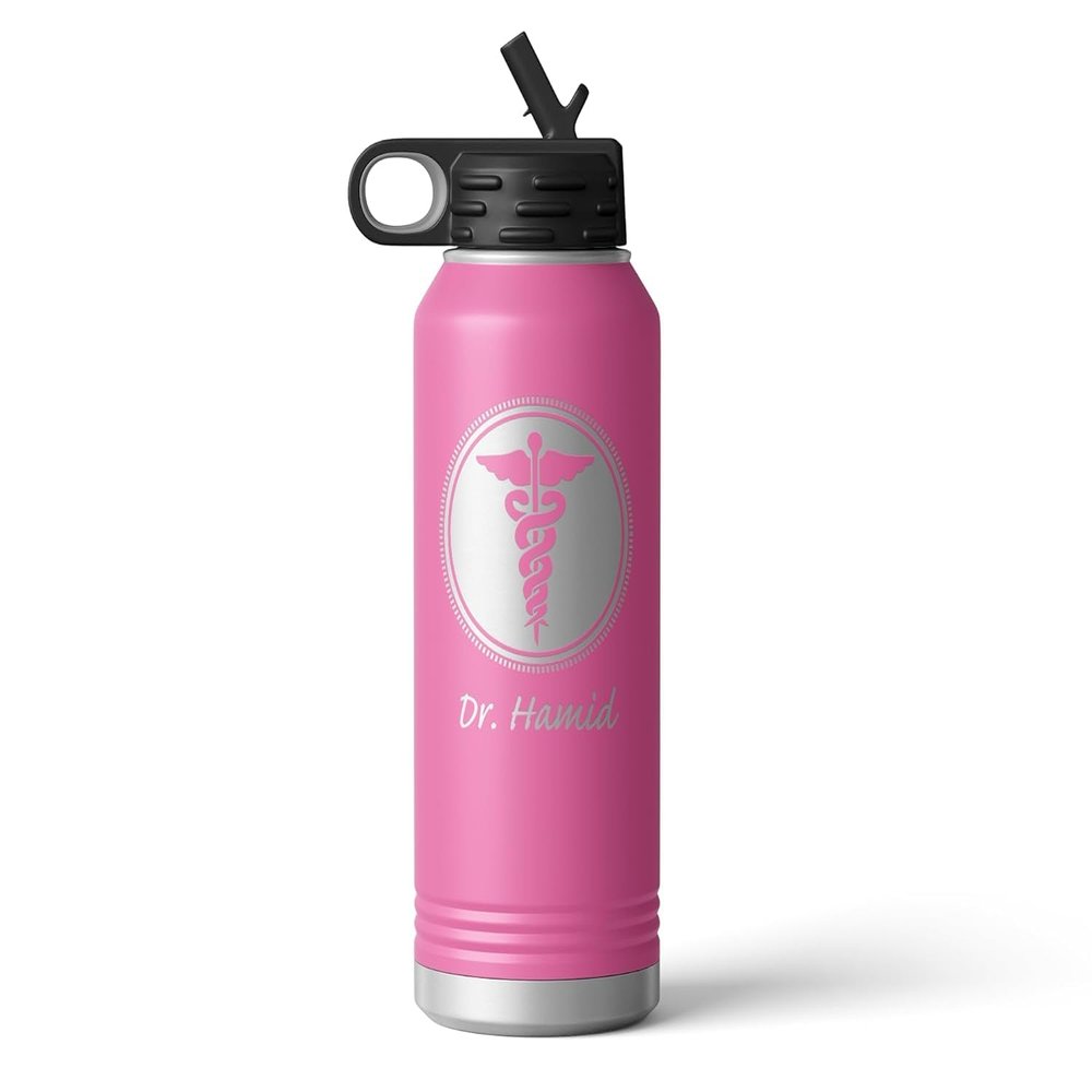 Alterd Industries Doctor Gift - Doctor Gifts for Men Women, Dr. Gifts Doctor Cup, Tumbler, Water Bottle, Accessories, Kit, Personalized Doctor Set (Doctor, Pink, 32oz Water Bottle)