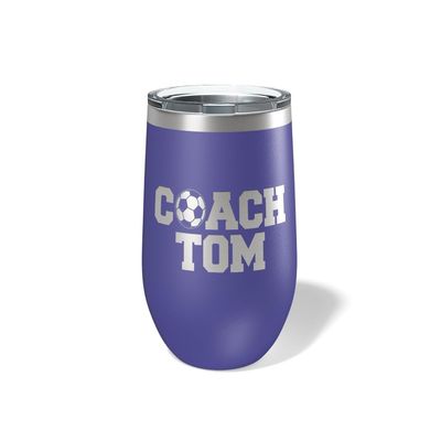 Alterd Industries Soccer Coach Gift - Soccer Coach Gifts Tumbler | soccer coach gifts for men | Girls Soccer Coach Gifts | Soccer coach ideas (Soccer Stacked, Purple, 12oz Wine Tumbler)