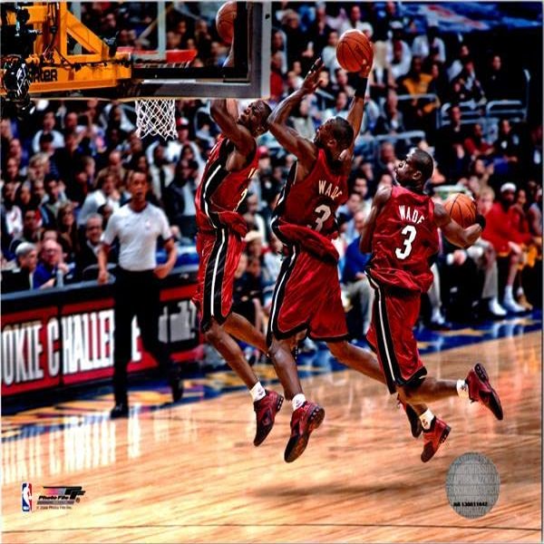 Autograph Warehouse 725652 8 x 10 in. Dwyane Wade Miami Heat Dunk Triple Exposure Photofile Licensed Photo