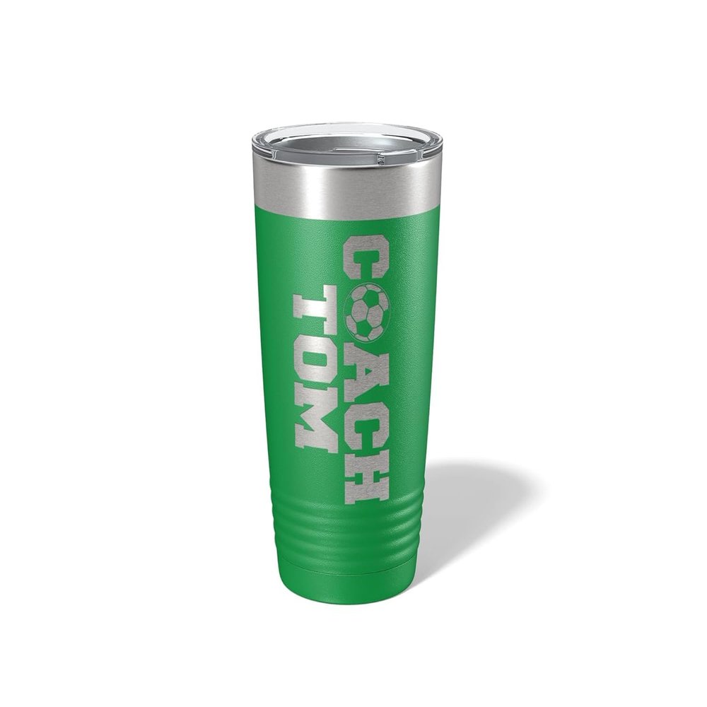 Alterd Industries Soccer Coach Gift - Soccer Coach Gifts Tumbler | soccer coach gifts for men | Girls Soccer Coach Gifts | Soccer coach ideas (Soccer Stacked, Green, 20oz Tumbler)